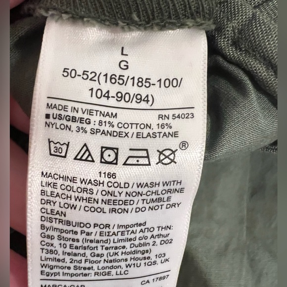 NWT!! Gap Men's Slim Cargo Pants in Olive Green. Size Large. - Picture 8 of 8